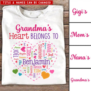 Grandma's Heart Belongs To Personalized T-Shirt