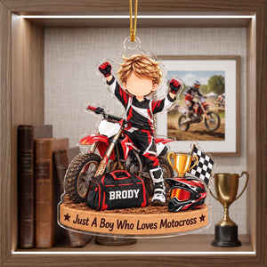 Personalized Motocross Dirt Bike Christmas Ornament - Custom Dirt Bike Rider Name Gift