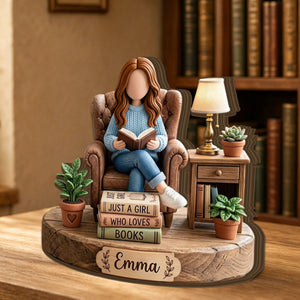 Just A Girl Who Loves Books Wooden Plaque,Custom Name Block
