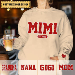 Glitter Custom Name Mimi Nana Grandma Est And Kids Sweatshirt