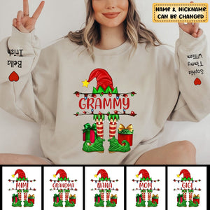 Personalized Grandma/Mom Elf Christmas Light Sweatshirt