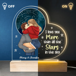 I Love You More Than All The Stars In The Sky - Couple Personalized Custom Heart Shaped 3D LED Light - Gift For Husband Wife, Anniversary