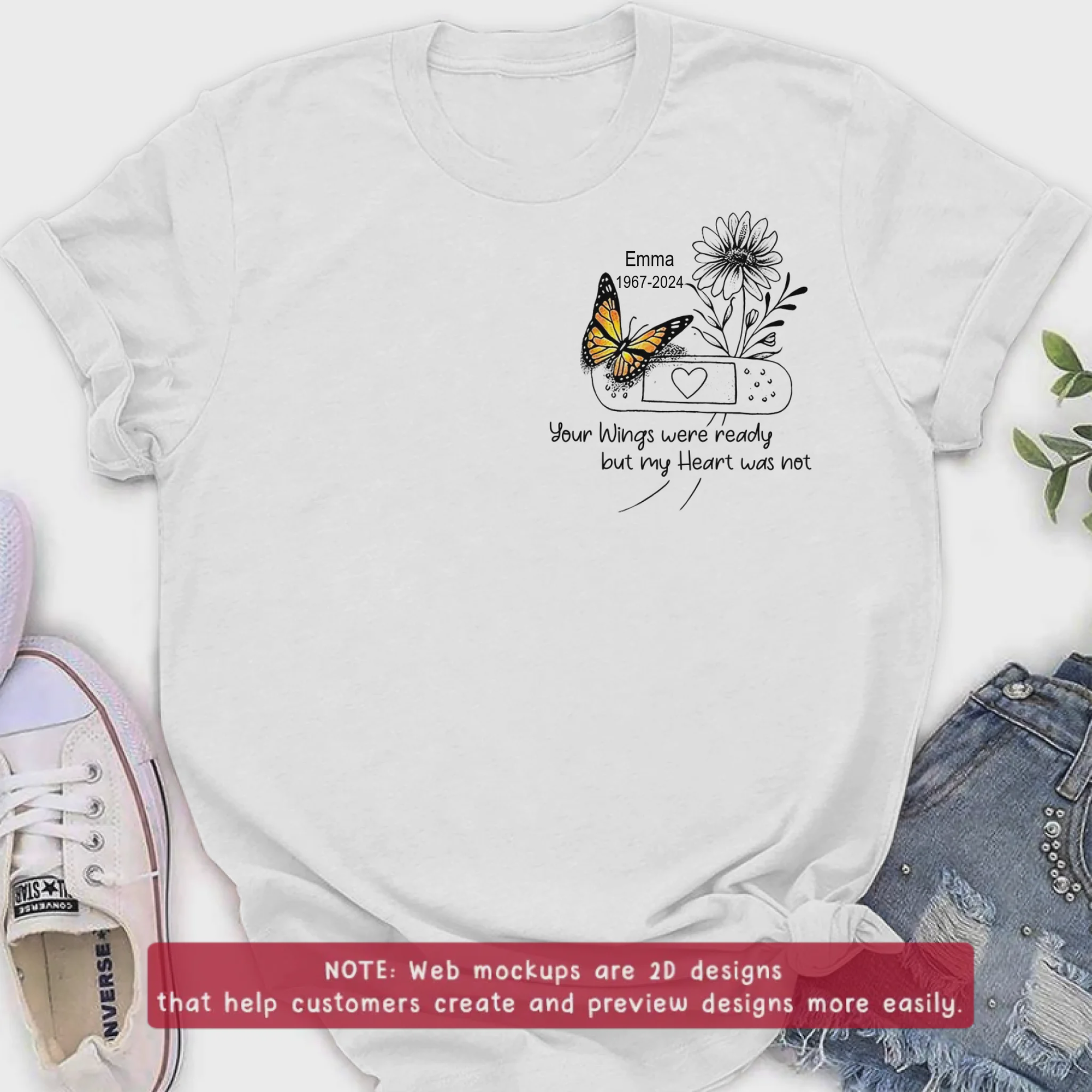 Your Wings Were Ready But My Heart Was Not- Personalized Memorial T-shirt