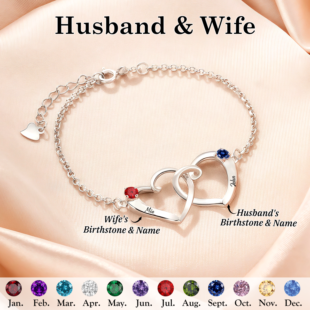 Together Forever - Personalized Couple Birthstone Bracelet