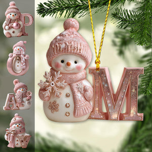 Merry Christmas - Personalized Colorful Snowman Family Ornament