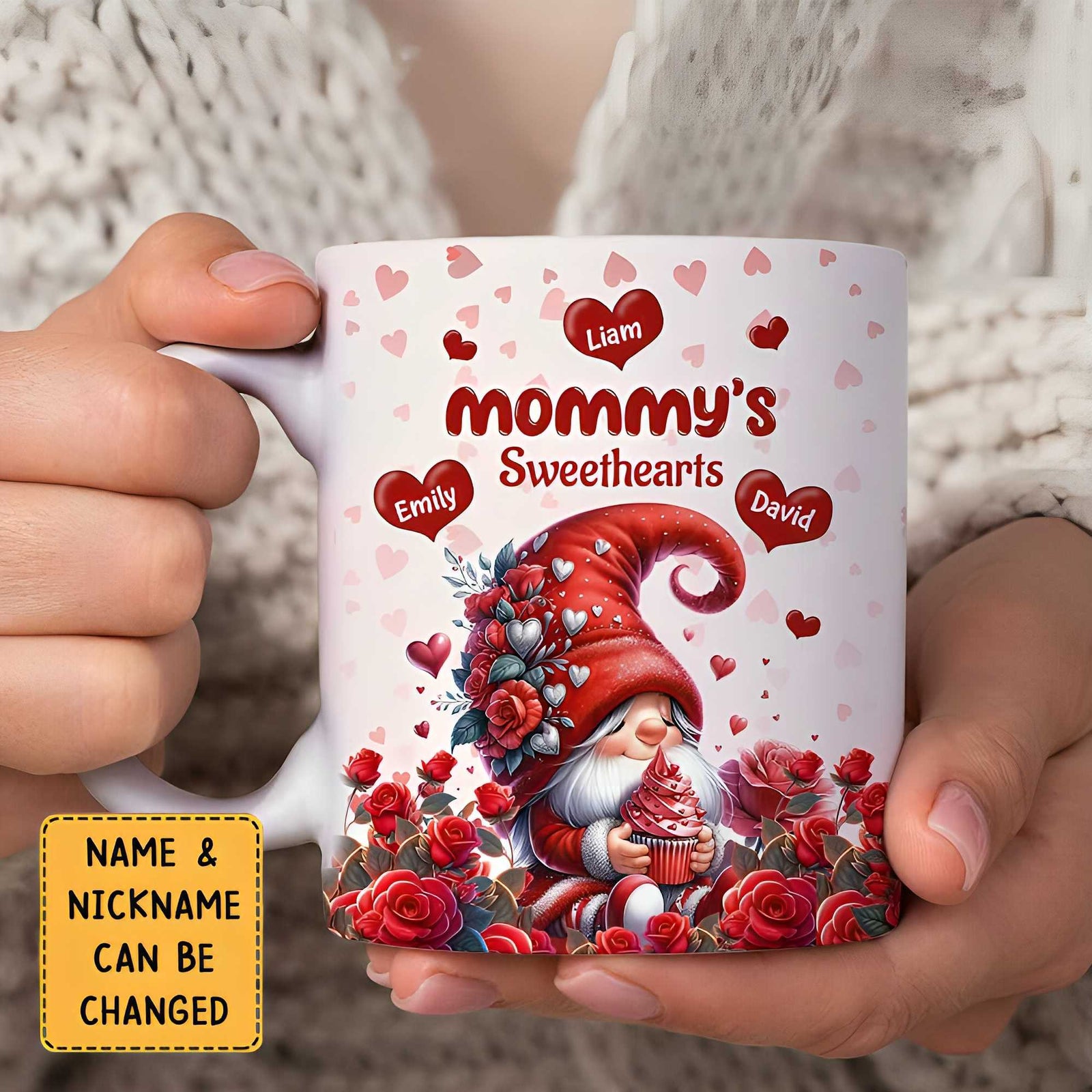 Red Loving Heart Grandma Mom's Sweethearts Kids Personalized Mug Grandma Mom's Sweethearts Kids Personalized Mug