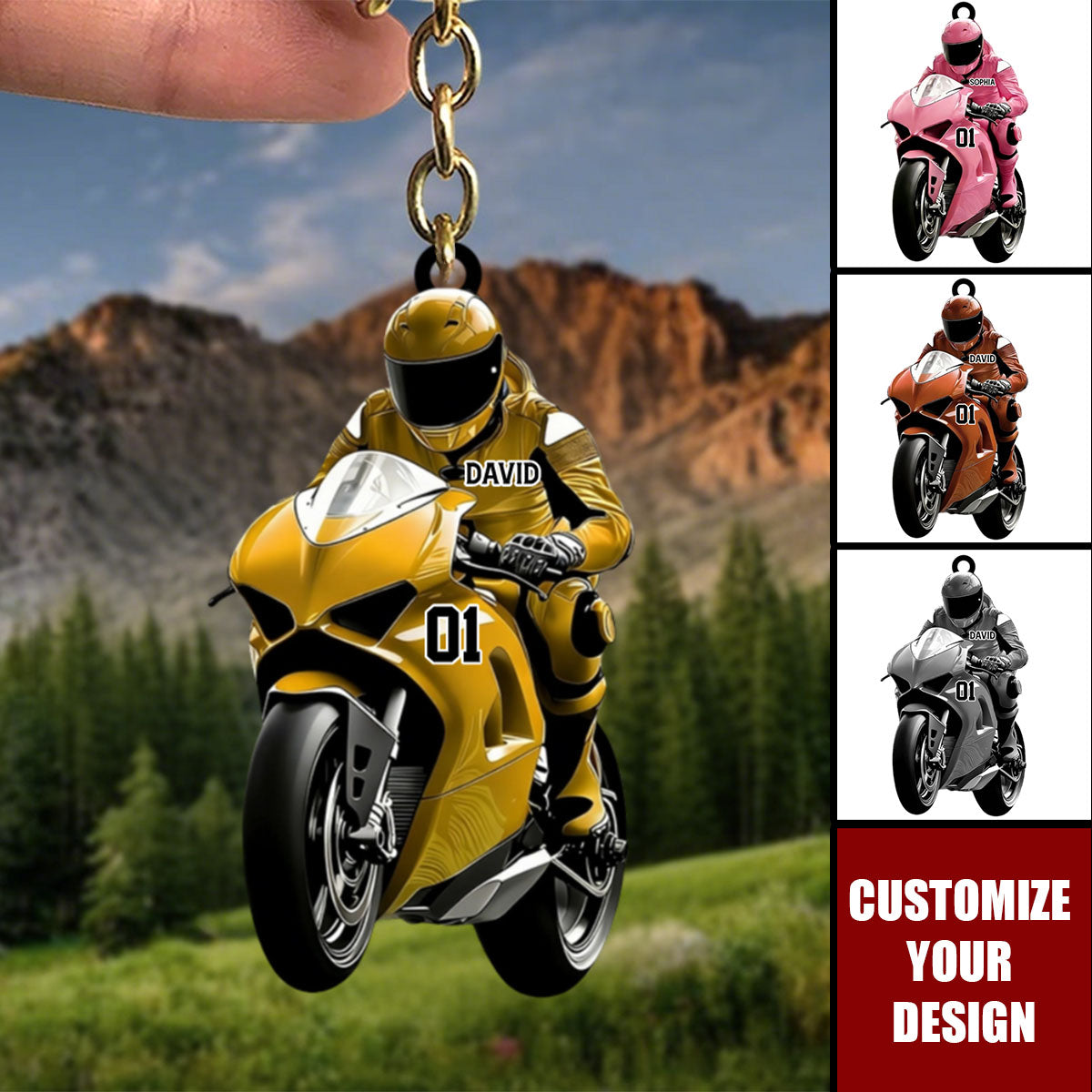 Personalized Motorcycle Rider Keychain - Gift for Motorcycle Lover