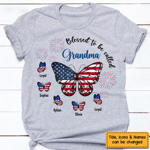 Gift For Mom Grandma 4th Of July Patriotic Butterfly Shirt