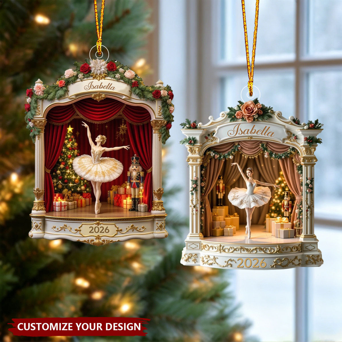 Custom Name Ballerina Stage Christmas Ornament