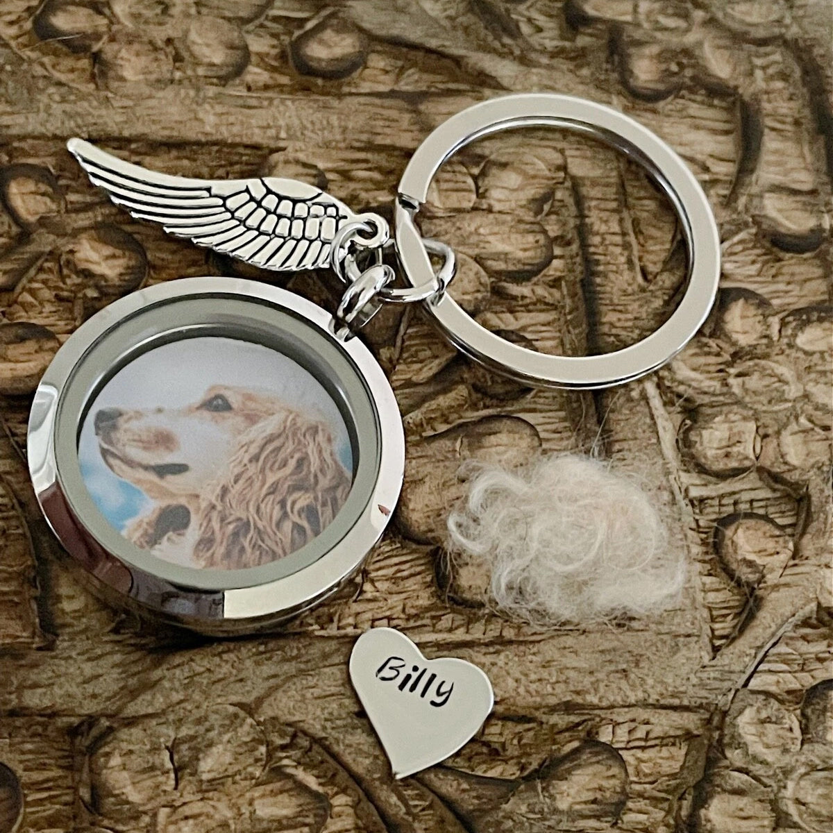 Personalized Pet Fur Memorial Keychain With Photo