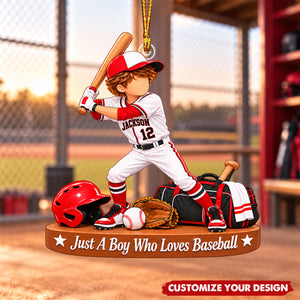 Personalized Baseball Boy Ornament, Custom Name & Number Christmas Gift