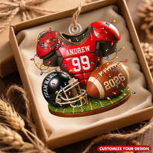 Personalized Football Ornament 2026, Custom Jersey & Helmet Keepsake