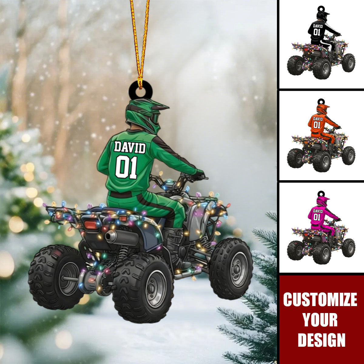 Personalized Quad Bike Rider Christmas Ornament - Gift for Offroad Lover