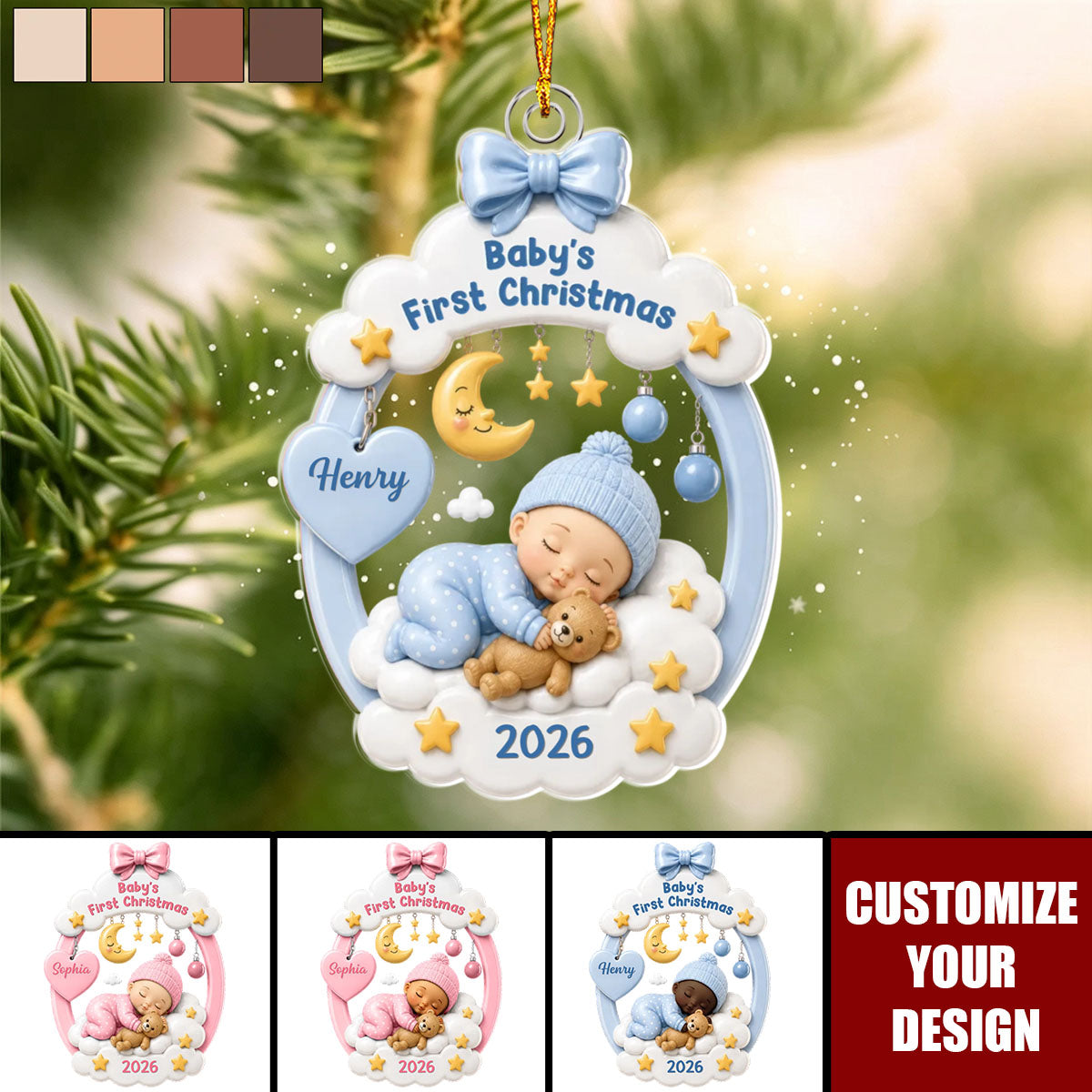 Baby’s First Christmas Sleeping Baby – Personalized Acrylic Ornament
