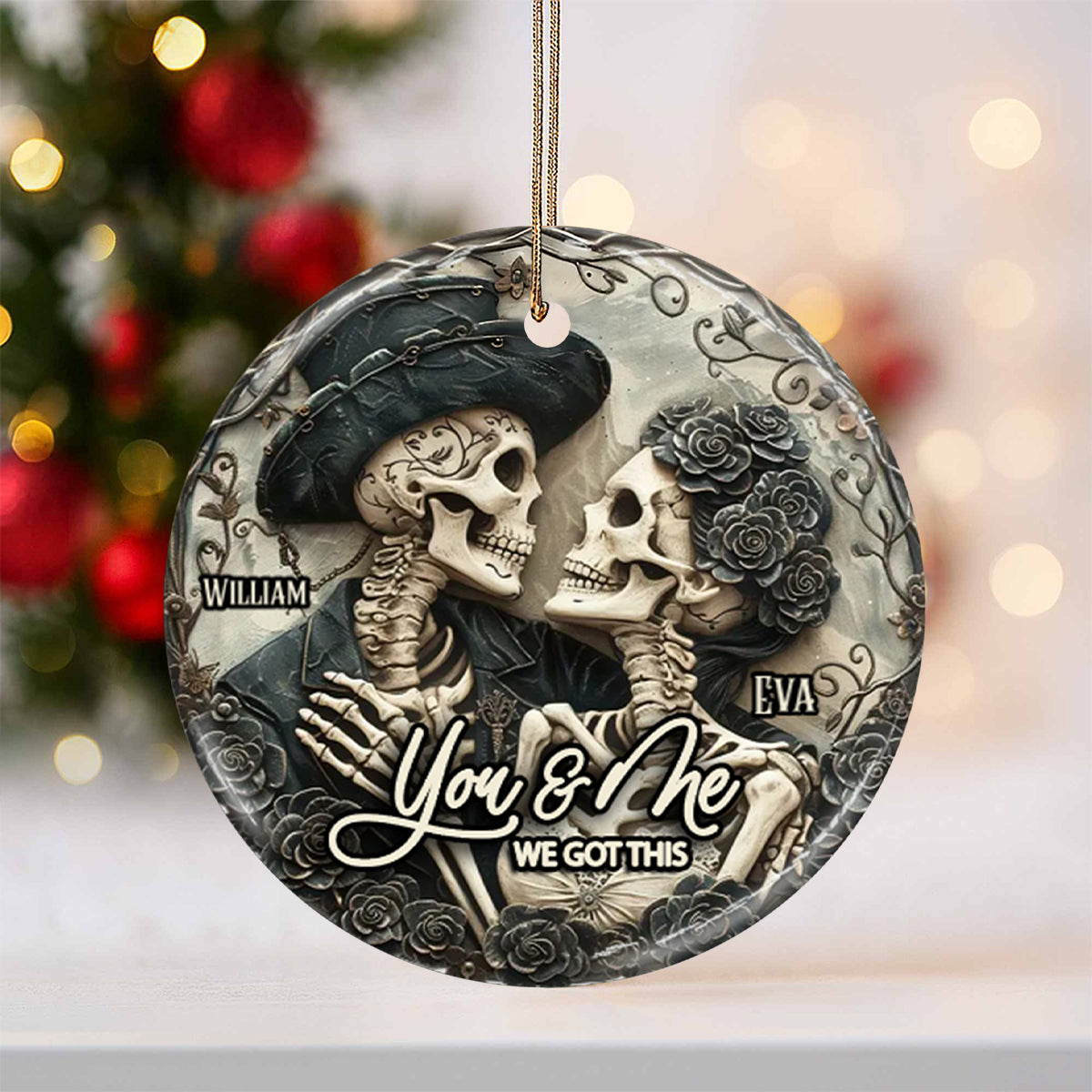 You & Me - Personalized Skull Ceramic Ornament