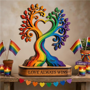 Personalized Rainbow Tree Plaque – Custom LGBTQ+ Couple Gift, Pride Month Decor