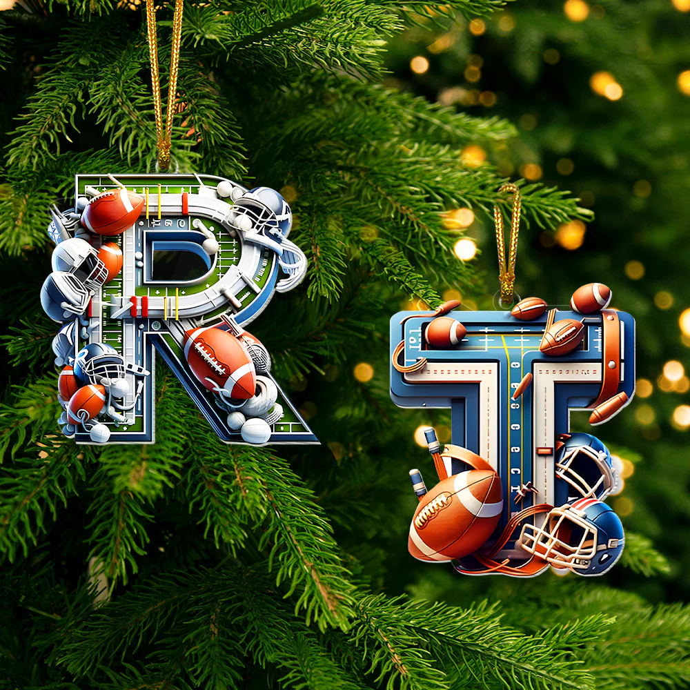 Football Ornament - Custom Alphabet Letter Gifts For Football Lovers