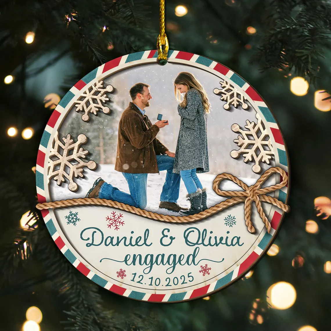 Personalized Engagement Photo Ornament - Newly Engaged Gift