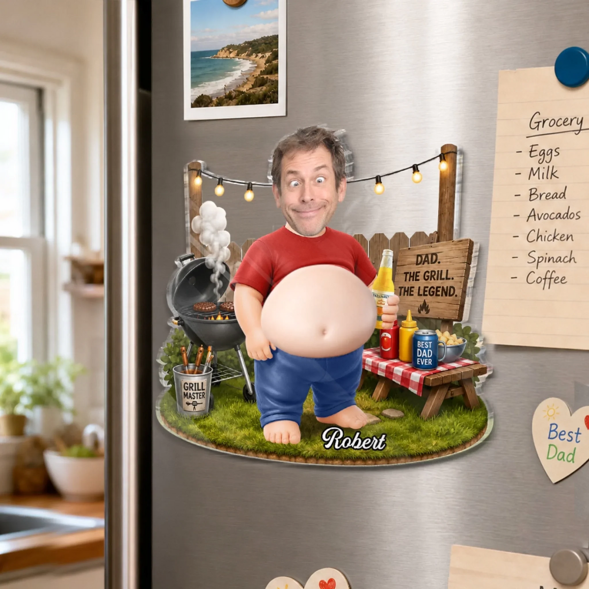 I Make Dad Jokes Professionally - Custom Photo Dad Bod Belly Squishy Acrylic Fridge Magnet