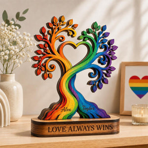 Personalized Rainbow Tree Plaque – Custom LGBTQ+ Couple Gift, Pride Month Decor