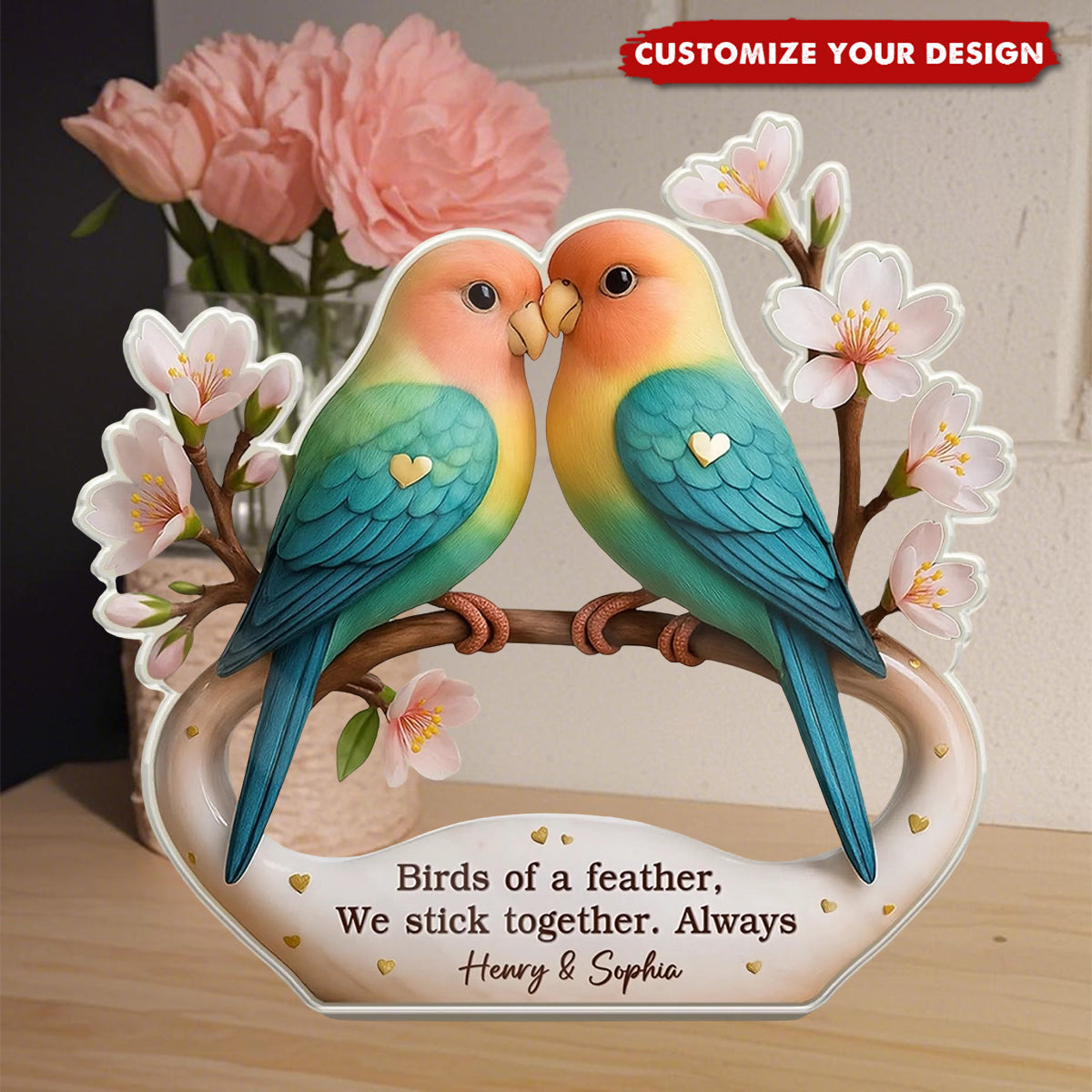 Lovebirds For Life - Couple Personalized Custom Acrylic Plaque