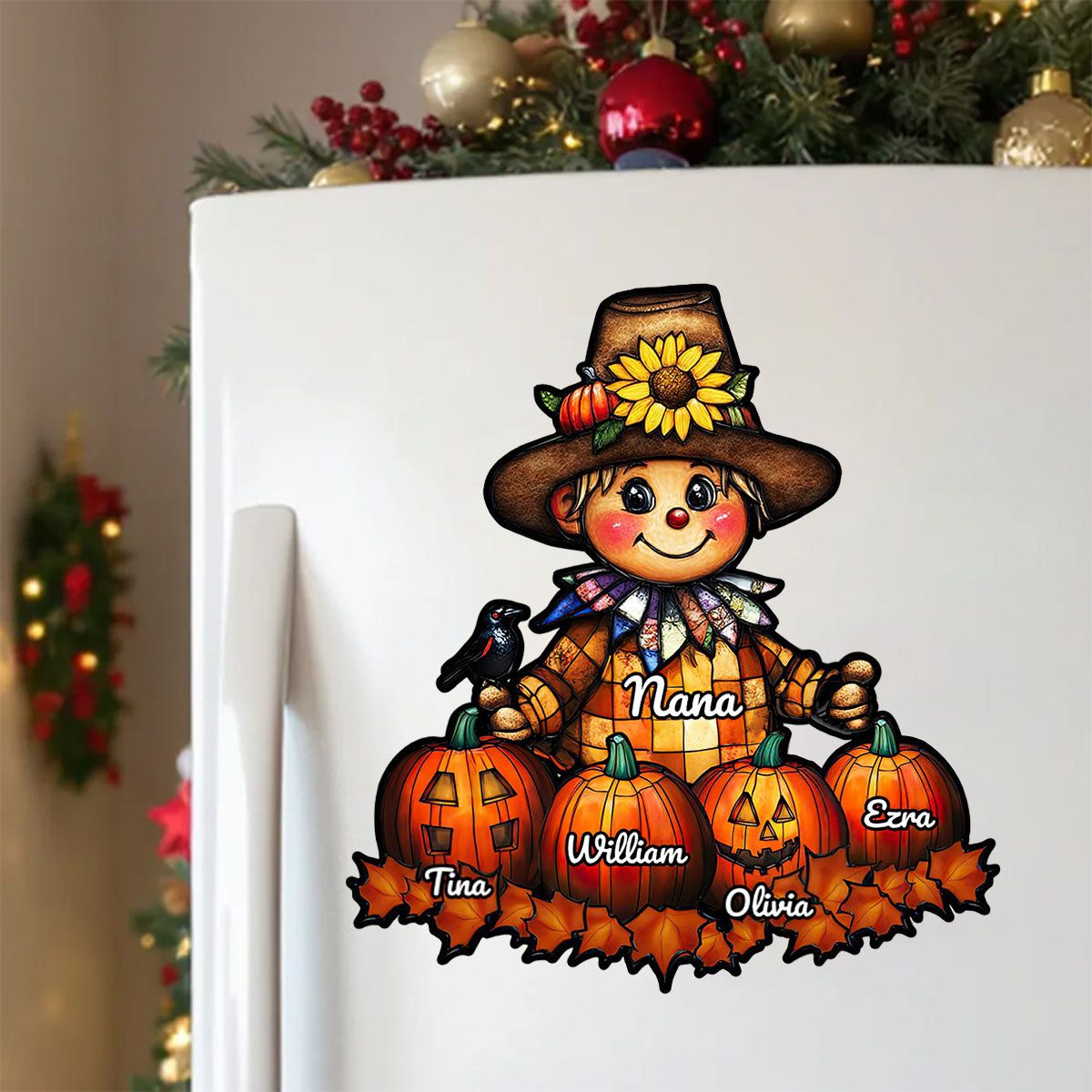 Grandma Fall - Personalized Grandma With Pumpkins Grandkids Decal