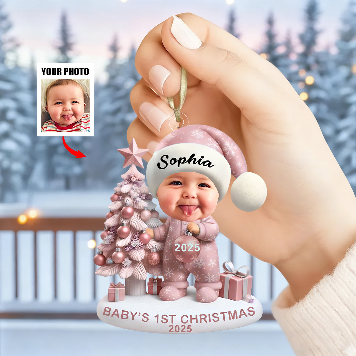 Baby's First Christmas - Personalized Newborn Photo Ornament