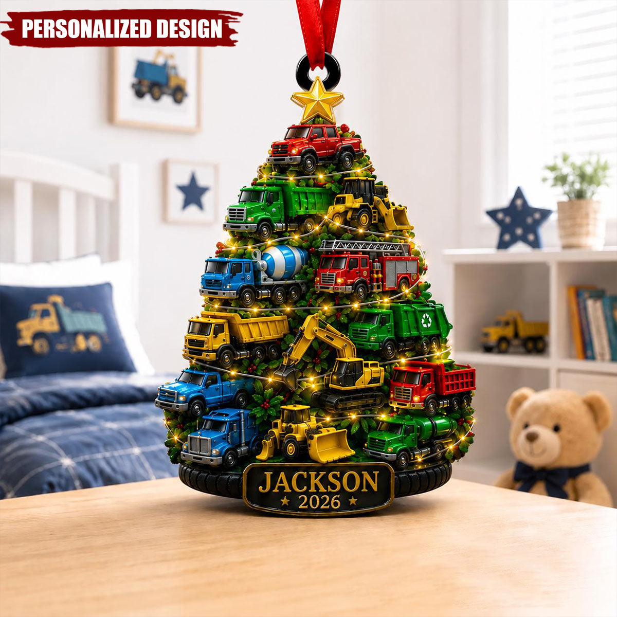 Construction Truck Christmas Tree Ornament - Gift for Child