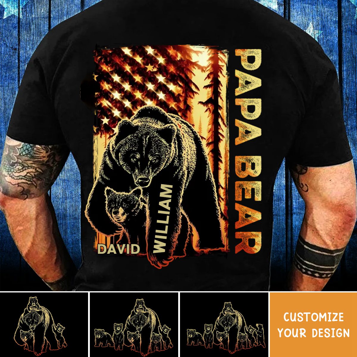 Father's Day Gift  For Dad-Grandpa - Papa Bear Personalized Tshirt