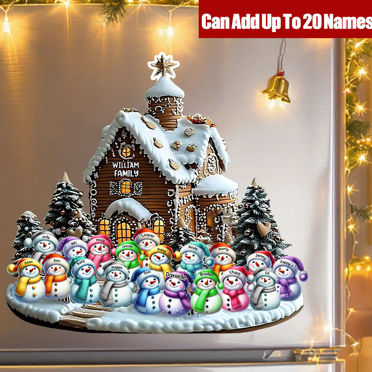 Merry Christmas Snowman - Personalized Family Decal