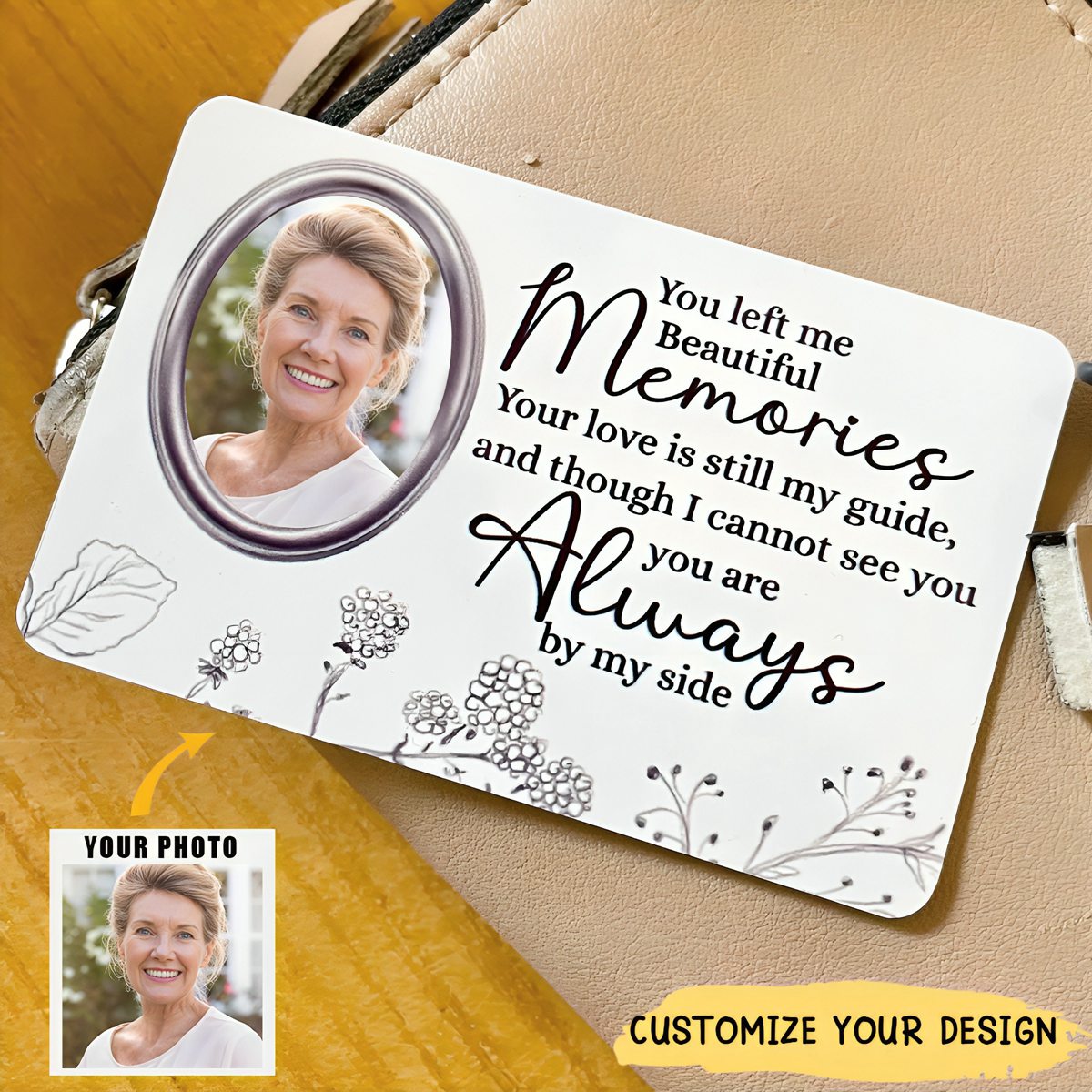 Personalised Metal Wallet Card Purse Card Memorial Gift Keepsake Bereavement Gift