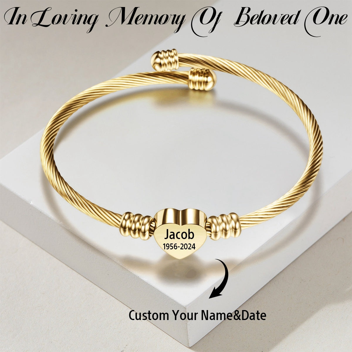 Personalized Name&Date Memorial Bracelet - Gift For Love One
