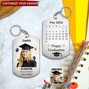 Custom Photo Happy Graduation - Personalized Aluminum Keychain - Graduation Gift