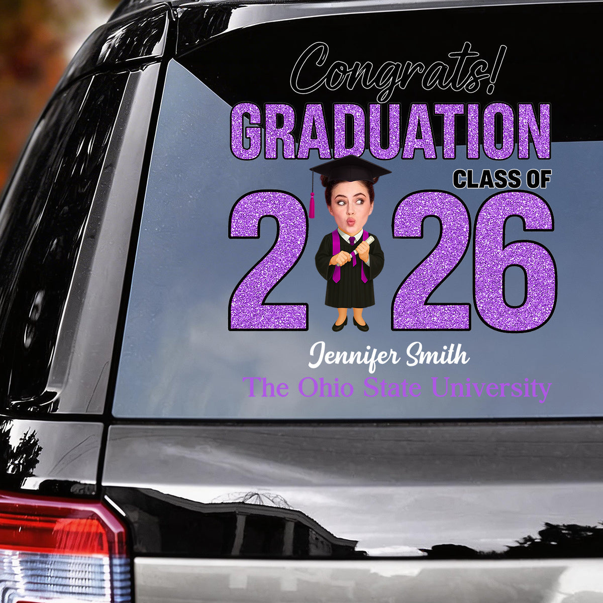 Custom Photo Class Of 2026 Graduation Car Window Decal Sticker