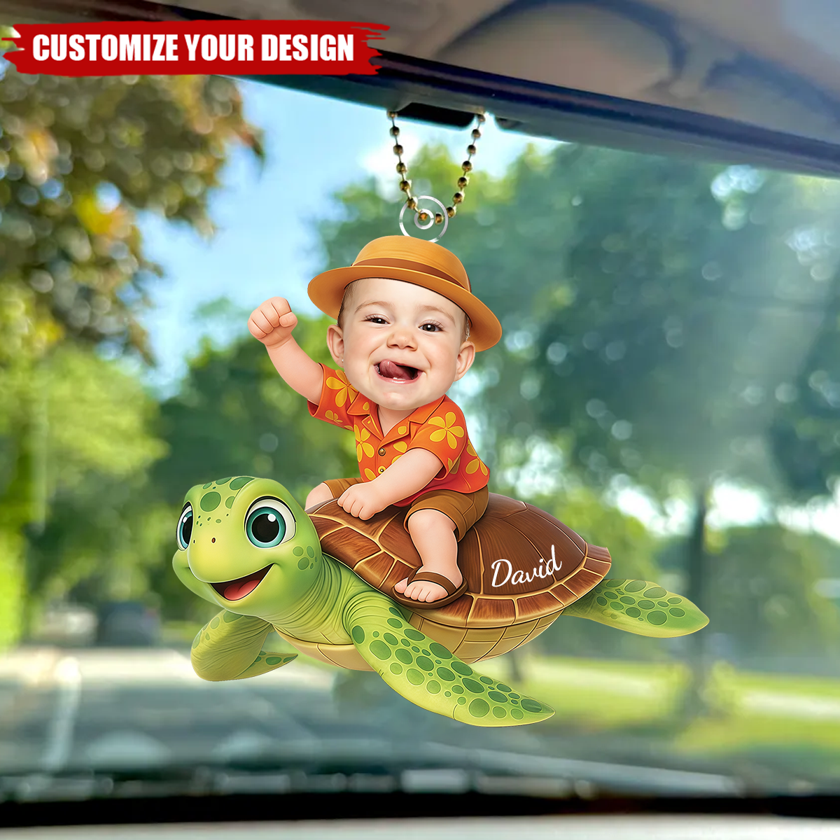 Personalized Kid Photo Turtle Hanging Ornament