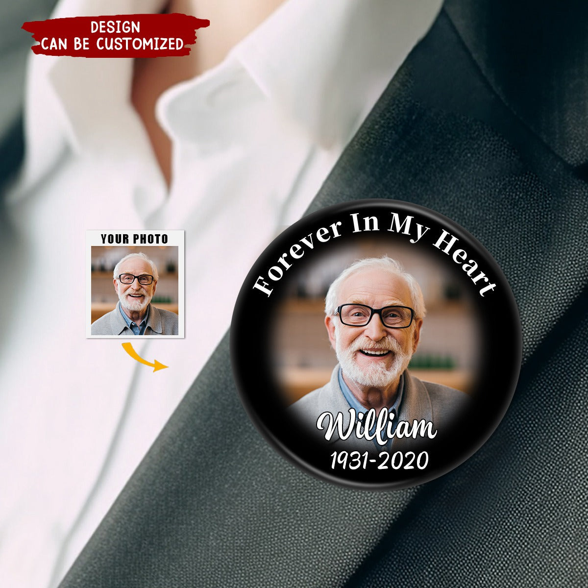 In Loving Memory of Personalized Memorial Button Pin