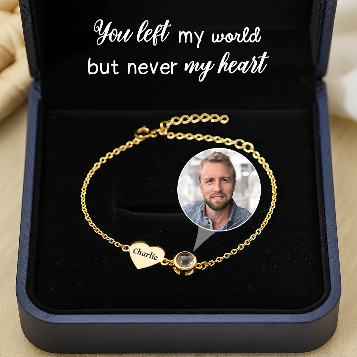 Personalized Custom Photo Projection Bracelet with Heart