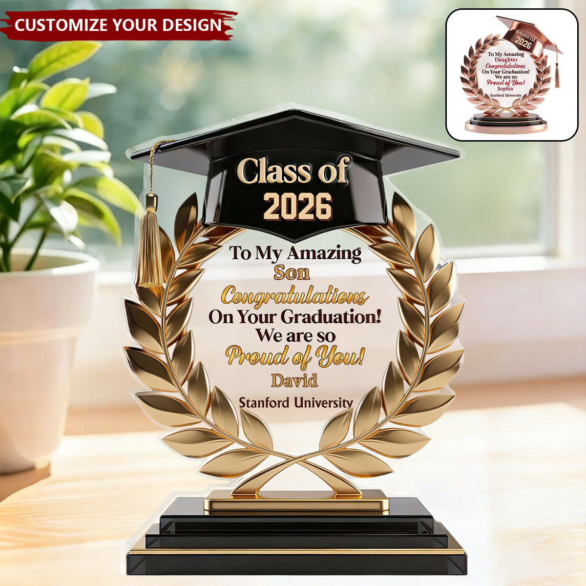 Congratulations Grad - Personalized Custom Shaped Acrylic Plaque