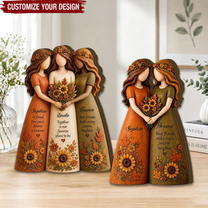Personalized Best Friend Wooden Block, Fall Bestie Keepsake