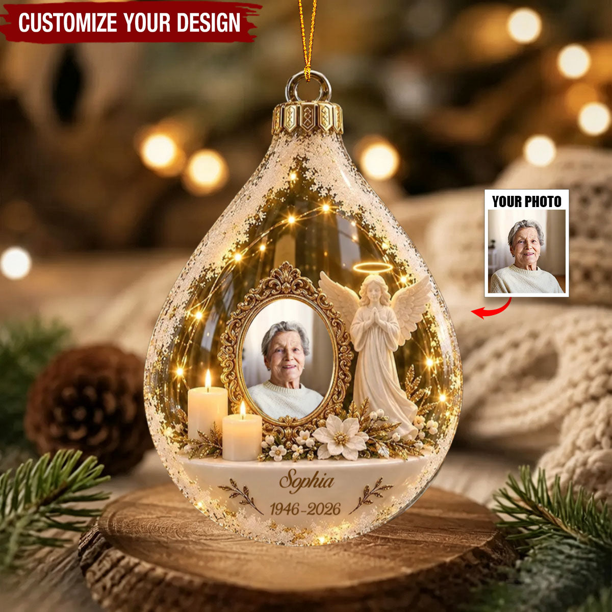 Your Light Still Shines-Personalized Photo Memorial Acrylic Ornament,Sympathy Gift