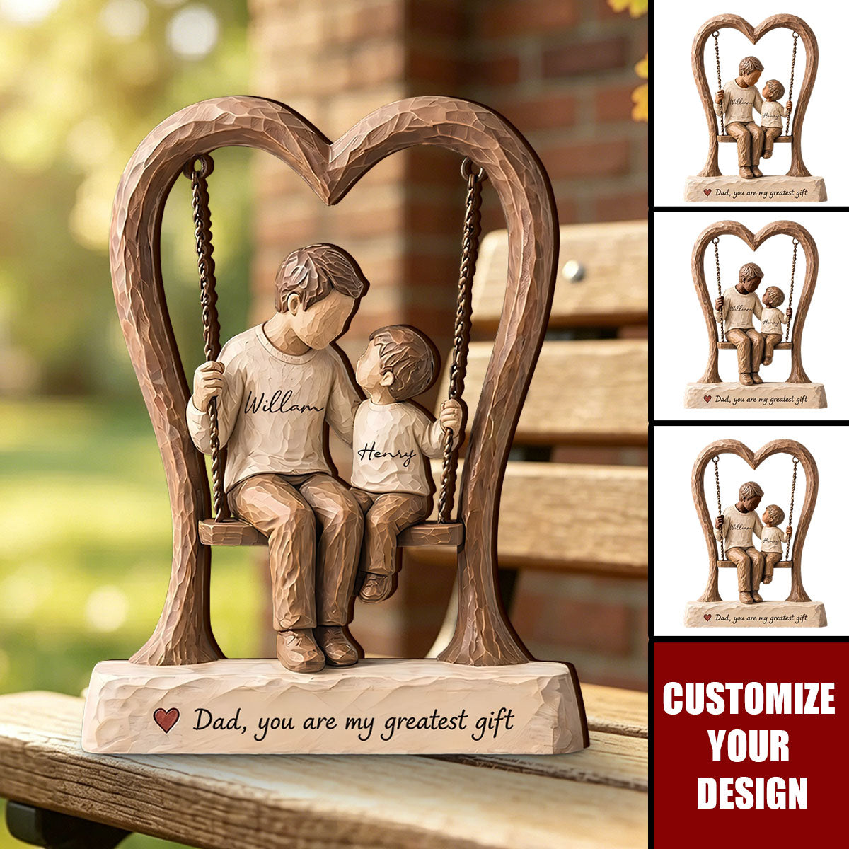 Dad, You Are My Greatest Gift - Personalized Wooden Block Father's Day Gift