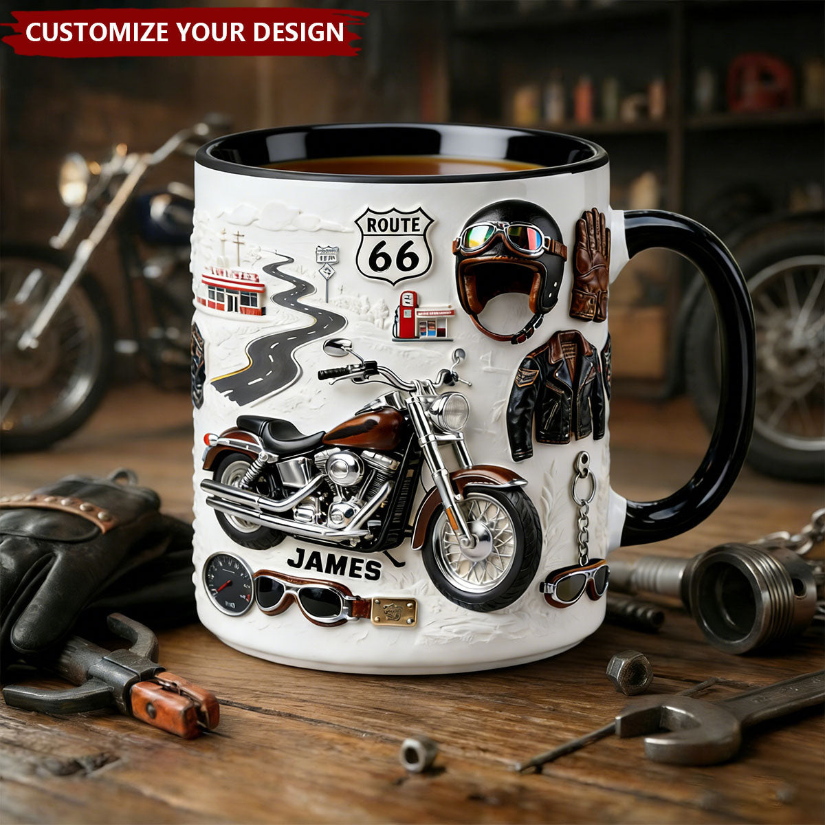 Motorcycle - Personalized Biker Accent Mug
