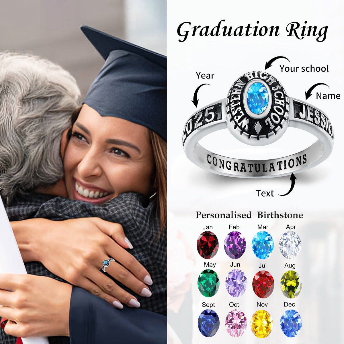 Customized High School College University Class Ring Graduation Gifts