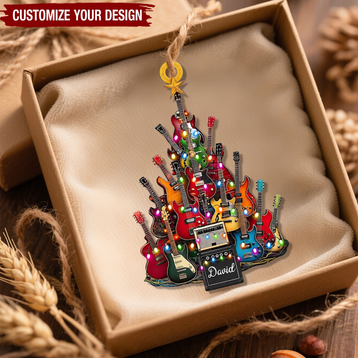 Personalized Guitar Christmas Tree Ornament, Christmas Gift For Guitar Lovers