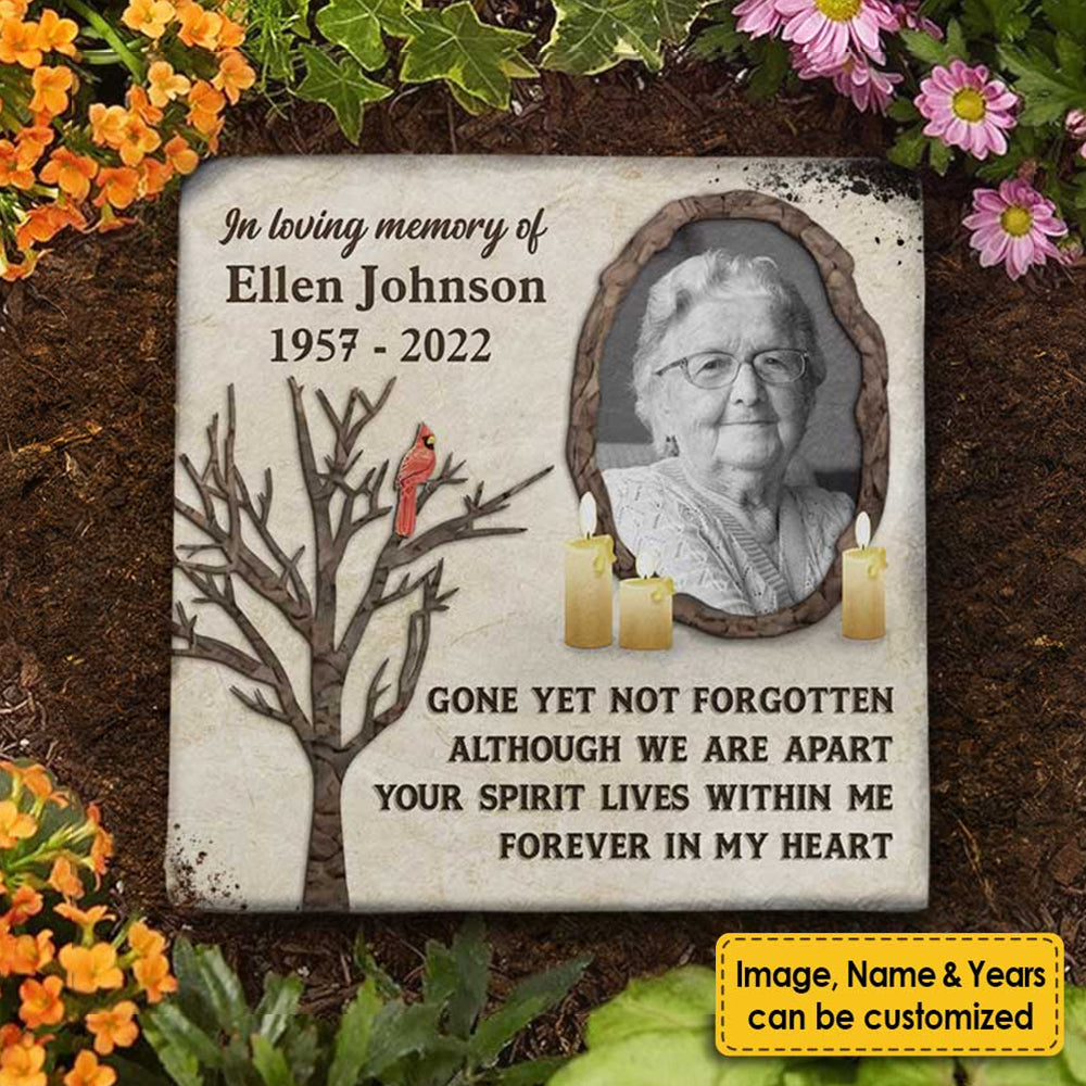 Although We're Apart, Your Spirit Lives Within Me - Personalized Memorial Stone - Upload Image