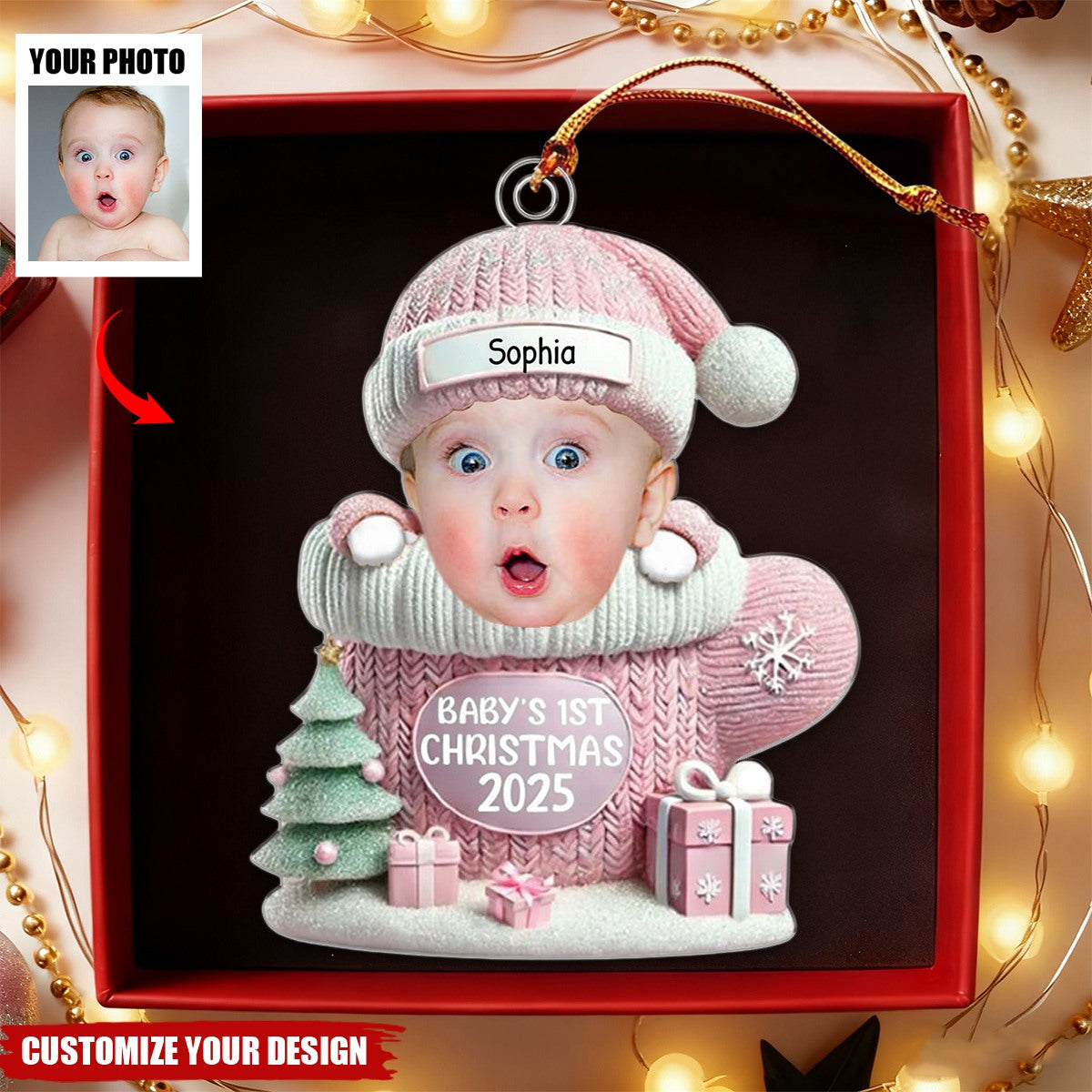 Custom Photo Baby Ornament - Personalized First Christmas Ornament