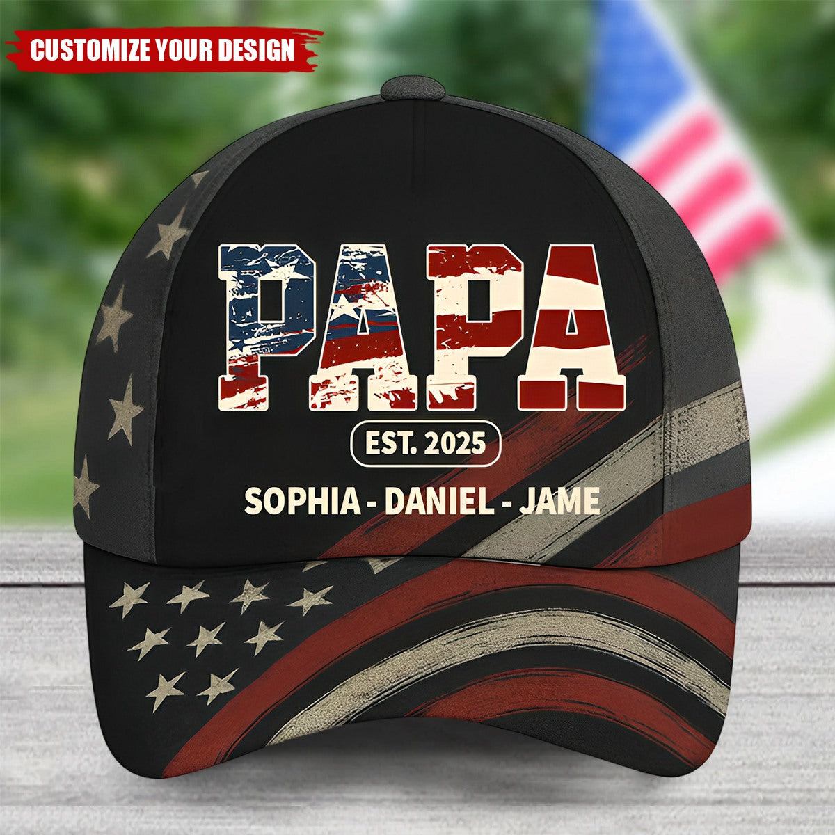 Papa Est And Grandkids Fathers Day Gift For Papa Dad Grandpa 3D CAP
