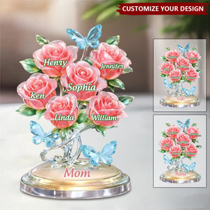 A Family Bouquet, Forever Fresh - Personalized Acrylic Plaque For Mom, Grandma