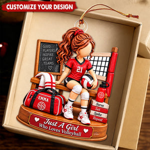 Personalized Volleyball Girl Ornament, Custom Name Volleyball Player Gift