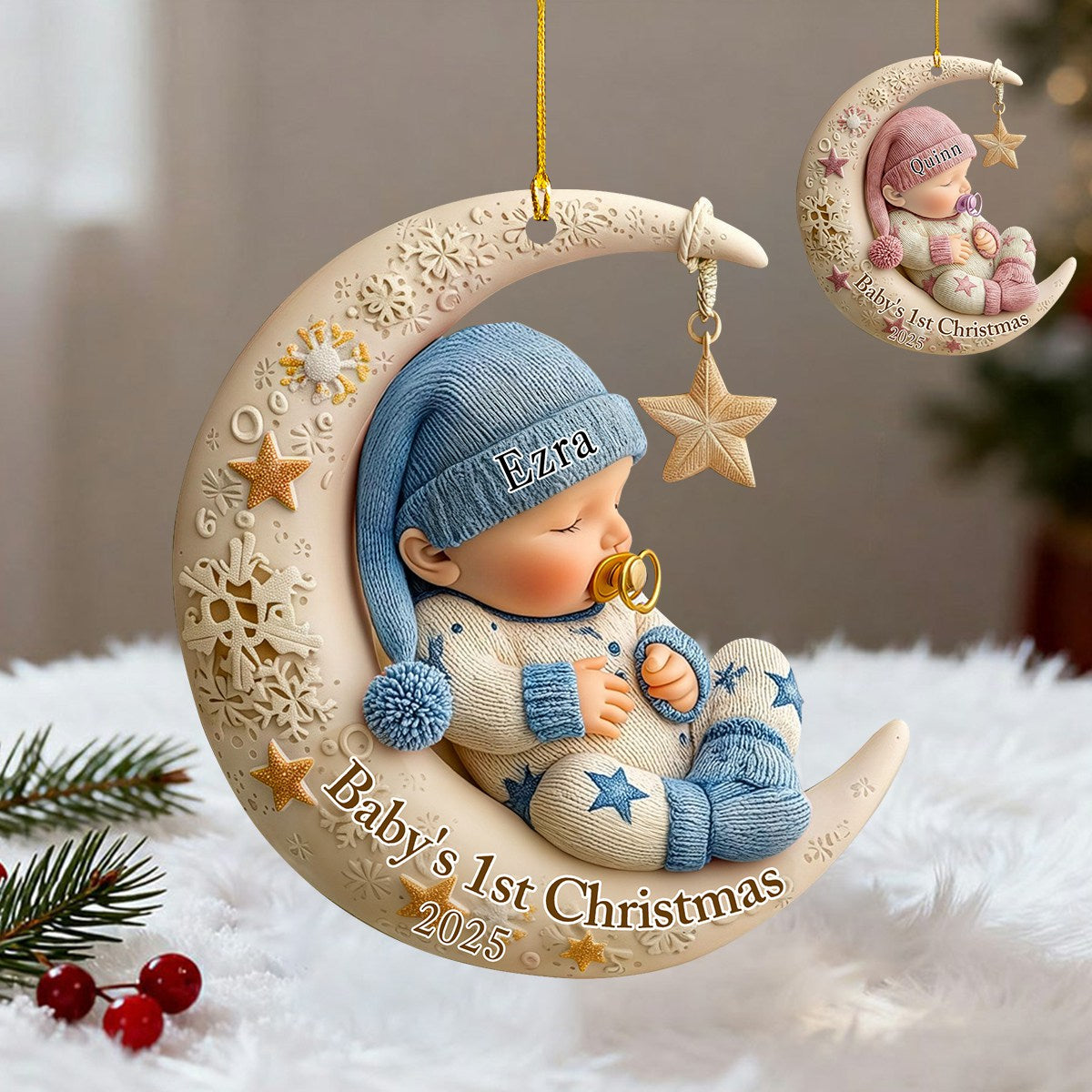 Personalized New Baby Christmas Ornament, Gift For New Parents